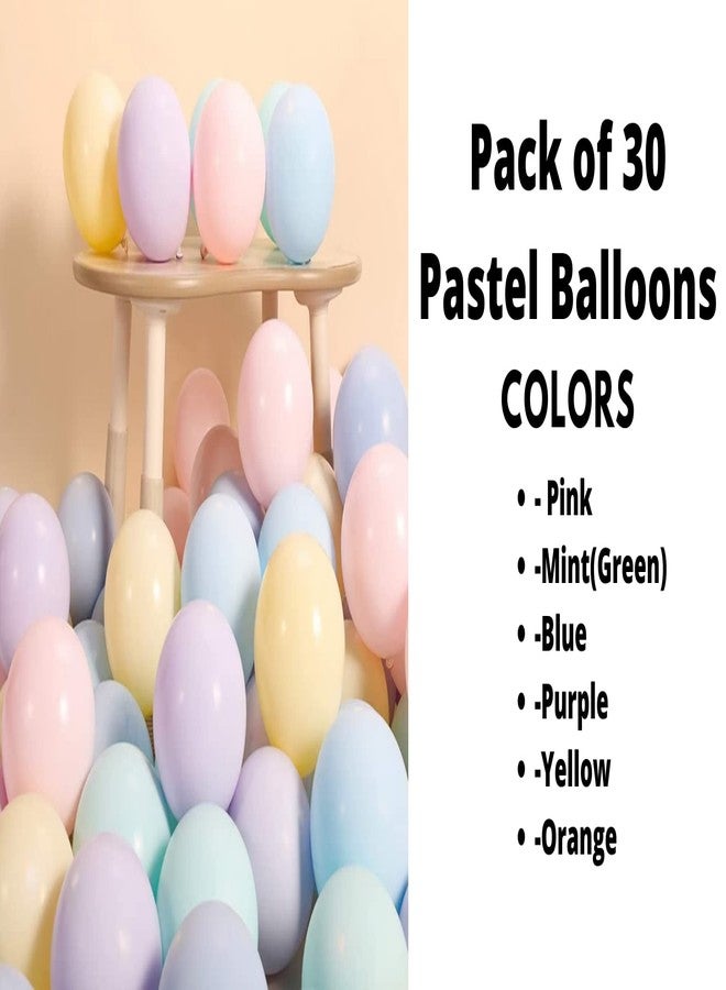 Flyloons 30pcs Pastel Balloons with Colors Pink, Mint(Green), Blue, Purple, Yellow, Orange Macron Pastel Balloons for Birthday Baby shower anniversary kids girls boys (Rubber) - Image 2